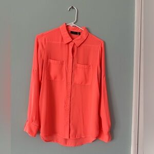 Coral Button-Up Blouse